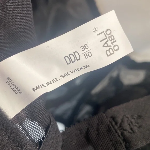 (A4c) Bali Classic Support Black Underwire bra, Size 36DDD, NWT - Picture 6 of 7